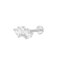 Silver piercing stud with five marquise-cut clear zircons arranged in a fan shape - Silver Marquise Rhinestone (K-942)