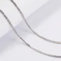 Polished S925 sterling silver wheat chain with tight woven texture for women - White Gold Chopin Chain