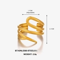 Bague spirale multicouche dorée ajustable en acier inoxydable avec design creux - Doré