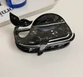 Shark whale hair claw clip in black marble acetate finish with sparkling rhinestone eye - Anime Whale Black