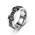 Anillo giratorio para hombre con diseño de cadena negra en acero inoxidable pulido - US 7 / Negro Plateado