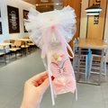 5-piece set of pink princess hair clips with mesh bows and rhinestone snowflakes - 12# Pink Snowflake (Hair Clip Set 012)