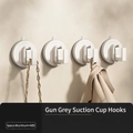 Set of 4 gunmetal grey suction cup hooks made of space aluminum for bathroom - 4 PCS-Square Hook / Creamy White