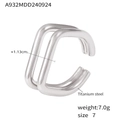 Double-layered hollow U-shaped open ring in silver finish made of titanium steel - US 7 / Silver