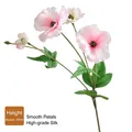 Single 49cm artificial pink ranunculus branch with silk petals and green leaves - Pink