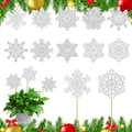 DIY Weihnachts-Schneeflocken-Diamantkunst mit silberner Optik und Stützstäben - ZSB-8 (Reinweiße Silber Schneeflocke)