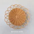 Decorazione murale boho in paglia intrecciata a forma di fiore in legno naturale - Stile a Forma di Ciotola con Pizzo (30cm)