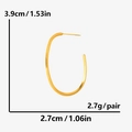 Golden oval C-shaped spiral hoop earrings with dimensions 3.9cm height and 2.7cm width - Gold Oval (D434-G)