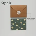 Vintage dark green floral greeting card with kraft envelope and gold seal sticker - Style D - HK036 Blooming Flowers Series Card