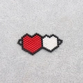 Handmade Miyuki bead heart accessory with red and white pixel pattern and side loops - 009-Red White Black Mixed Triple Heart