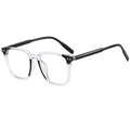 Modern oversized square sunglasses with transparent frames and black temples for women - Transparent Black Frame