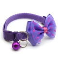 Purple polka dot bow pet collar with metal bell and durable buckle for cats and dogs - Purple
