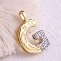 Two-tone gold and silver letter G pendant with micro-pave cubic zirconia stones - Pendant Only / Letter: G
