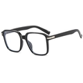 Classic oversized square black frame glasses with premium metal hinge details and clear lenses - Black Frame Clear Lens