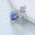 Pendentif coeur en argent avec pierre bleue et accents de zircon blanc - Cœur de Pêche-Bleu/Argent
