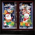 Cartoon Christmas static window stickers with Santa, Reindeer and Snowman on glass doors - Glass Door Characters Collection Style (HL-090)