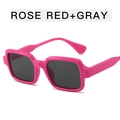 Retro quadratische Sonnenbrille in Rosarot mit grauen Gläsern und silbernen Nieten - Rosarot Rahmen Graue Gläser