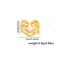 Detailed size chart showing dimensions of gold wave pattern stainless steel open ring - Three-layer Streamline Wave Open Ring
