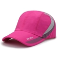 Deep pink quick-dry sports mesh cap with white SPORTS logo and grey side panels - Adjustable / Rose Red