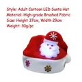 Luminous Christmas plush hat for adults featuring a Santa cartoon and gold snowflake sequins - Adult Glowing Hat (Santa Claus)