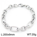 Bracciale a catena in acciaio inossidabile argento per uomo e donna, lungo 200mm - Bracciale Color Acciaio (KB182969-KFC) / 200x9mm