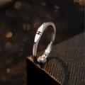 Minimalist S925 silver ring featuring a black engraved Pisces zodiac constellation symbol - Adjustable Open / Pisces