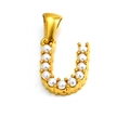 Golden titanium steel U-shaped pendant with white pearls inlay for minimalist style - Letter U