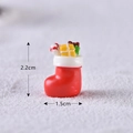 Miniature resin red Christmas stocking figurine with gift box, 2.2cm height decor - Style 5 Gift Sock