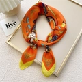 Elegant silk scarf in vibrant orange and yellow with Dunhuang flying apsara patterns - Flying Apsaras Orange