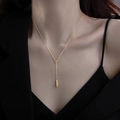 Minimalist S925 sterling silver Y-shaped tassel drop necklace in polished 18K gold finish - Gold Waterdrop Necklace