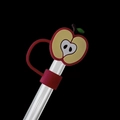 Food-grade PVC straw cover featuring a red and yellow sliced apple design for Stanley cups - Apple / 10mm