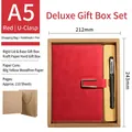 Red A5 business notebook gift set with leather cover, metal buckle and black pen - Red Metal Buckle Kraft Set