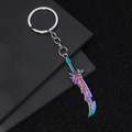 Portachiavi a spada in metallo arcobaleno con design unico a lama fantasy e anello - Colorato