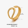 Minimalist 18K gold-plated stainless steel double-layered adjustable open ring for women - Adjustable Open / Gold Ring