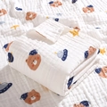 Soft 6-layer cotton gauze baby towel with cute bear and flying saucer prints - Straight Edge-Goodnight Bear
