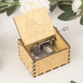 Handcrafted wooden music box with Happy Birthday engraving and vintage manual crank mechanism - Antique Silver