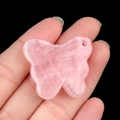 Pink rose quartz butterfly pendant featuring natural stone textures and pre-drilled hole - Rose Quartz