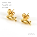 18k gold plated stainless steel clover stud earrings in a cross shape design - X-Shape / Fishbone Design (ZYG626)