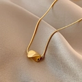 Minimalist gold-plated snake chain necklace with a unique irregular cylindrical pendant - Titanium Steel Gold Style (X527)
