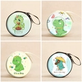Set of four cartoon dinosaur coin purses with zippers and lanyards for kids' gifts - Round New Dinosaur