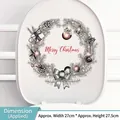 Christmas wreath toilet seat decal with pine cones and Merry Christmas text decor - Resin Wreath 05