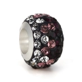 Sparkling crystal paved charm bead with multicolor rhinestones and large hole design - Dark Purple 1