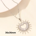 Silver hollow heart sunburst pendant necklace made of stainless steel, 36x36mm size - Sunray Heart / 36x36mm / Silver