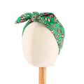 Detail of green Christmas baby headwrap with bow and festive candy cane print - Christmas Green Mixed Candy Print Style (20953)