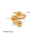Minimalist golden spiral open ring featuring three polished metallic spheres for women - Gold (YYR023379-G)