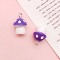 DIY purple resin mushroom pendants with white spots and silver metal rings for jewelry - 11x17mm / Purple Resin Mushroom