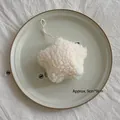 Plush white star ornament in lamb wool texture with hanging loop, 9cm size - Star / White