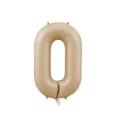 Detail of a 40 inch cream beige number 0 foil balloon for birthday party decorations - 32 Inch Number 0 / Caramel color
