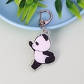 Porte-clés panda mignon en acrylique avec design dessin animé noir et blanc et anneau - Panda Sautant
