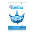 Blue prince crown foil balloon in retail card packaging for birthday party decor - Blue Prince Crown (Individually Packaged)